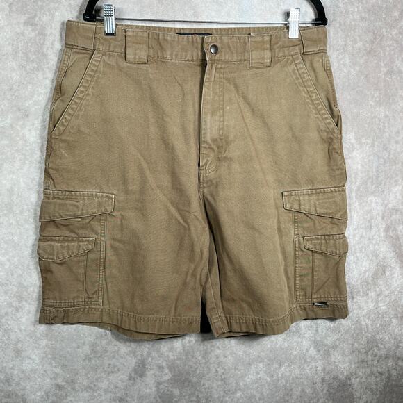True Spec Cargo Shorts Mens‎ 36 Brown Khakis Pockets Flat Front Outdoor Tactical - Picture 1 of 8